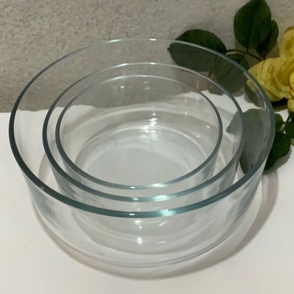 Set of 3 Bormioli Rocco Italy Round 9” 7”&6” Glass Serving Dish Bowl Italy G10 - Picture 8 of 14
